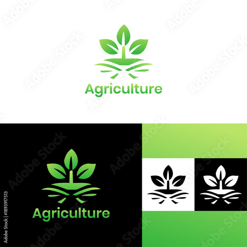 Agriculture Leaf Logo | Organic Farming Symbol | Green Crop Growth Icon