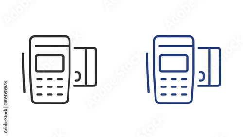 Payment Terminal Line Icon for Card Transaction Concept