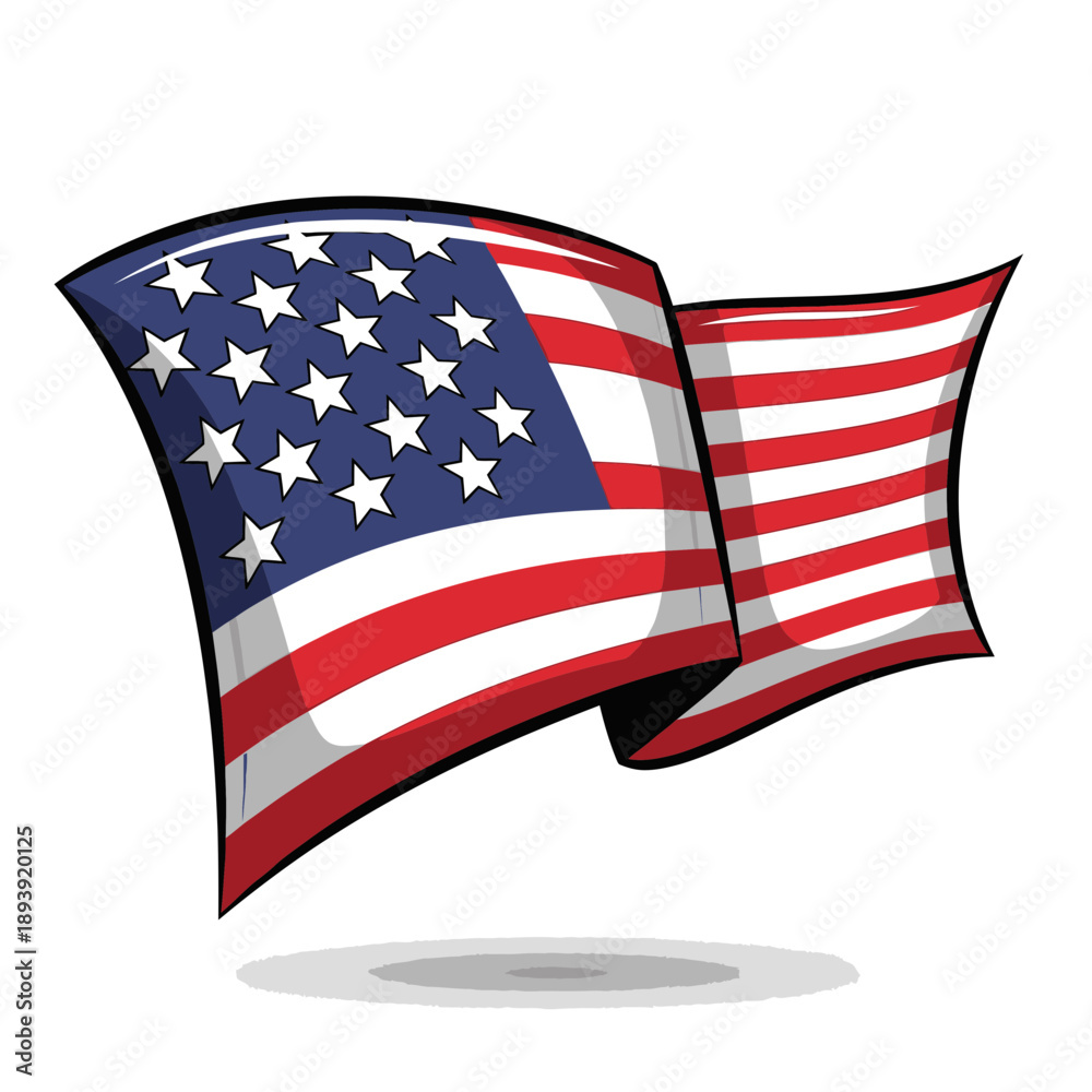 Fototapeta premium American flag waving with stars and stripes in dynamic motion