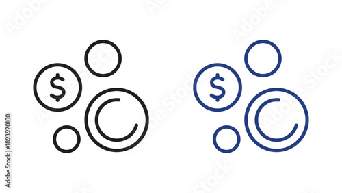 Money Coins Line Icon for Profit and Currency Concept