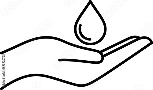 Hand holding a single water drop liquid