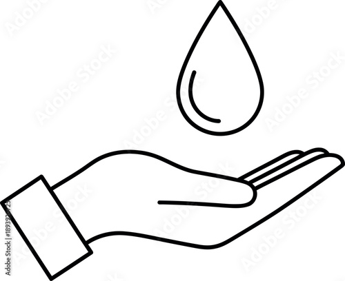 Hand holding water drop line liquid droplet