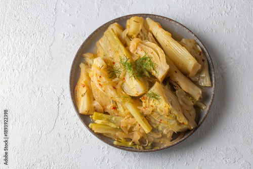 Foto Organic Baked Fennel Bulbs with Salt and Pepper