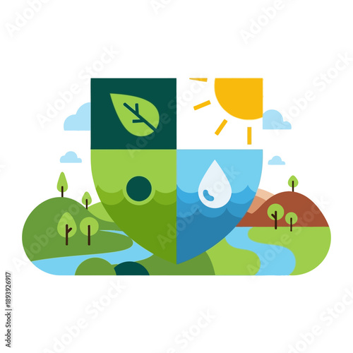 Eco Friendly Symbol With Nature Elements.