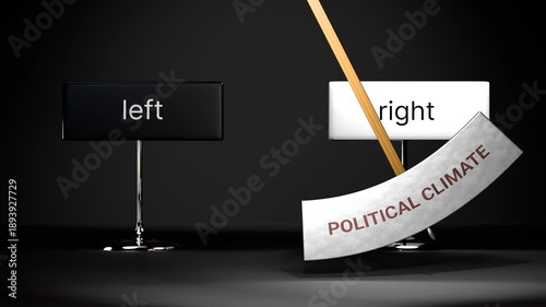 Political climate cycles between left and right. Visualizing a repeated pattern of political climate that swings between extremities: left and right. Repeating transition from left to right.