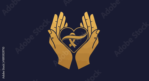 Hands holding a heart with a cross inside on a dark background.