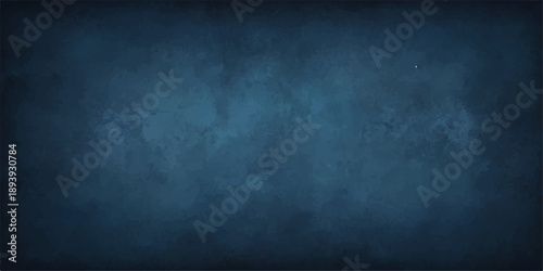 An empty dark blue grunge concrete wall texture with a dirty aged pattern provides a vintage black backdrop for a blank blackboard design