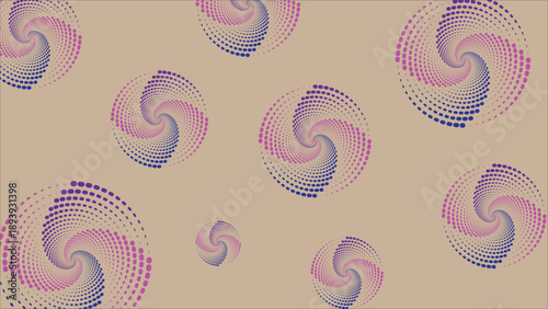 Abstract Spiral Dot Pattern Vector Background with Colorful Circular Swirls