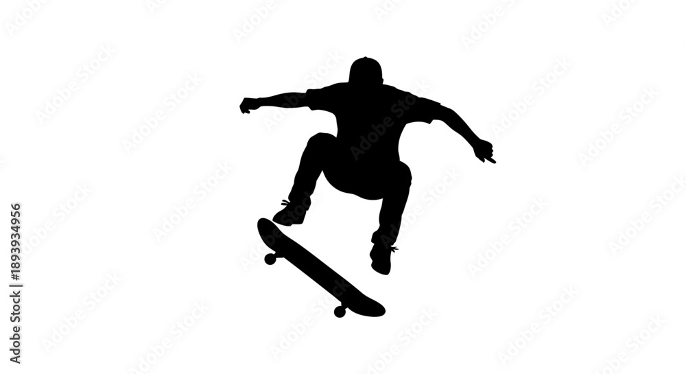 Φωτογραφία Energetic Skateboarder Performing an Aerial Trick on Isolated White Background