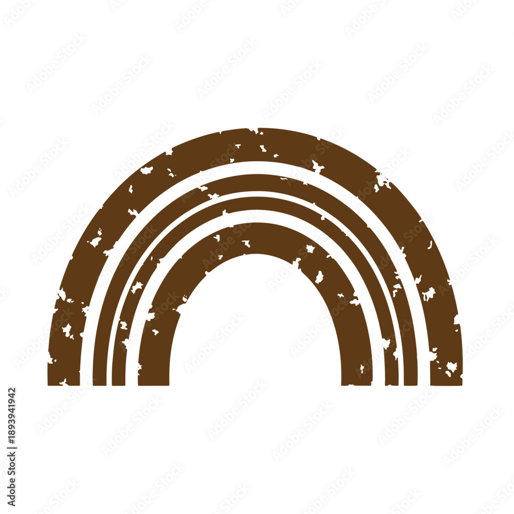 Obraz premium Vintage Grunge texture Grungy brown rainbow symbol with distressed texture on white background abstract decorative element