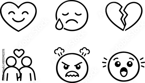 Emotional Expression line icon set