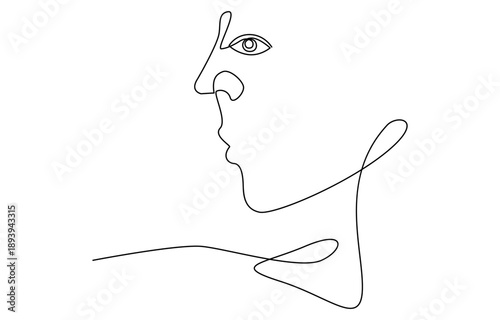 Minimalist one line drawing woman face vector illustration modern continuous line art female portrait design vector art. 