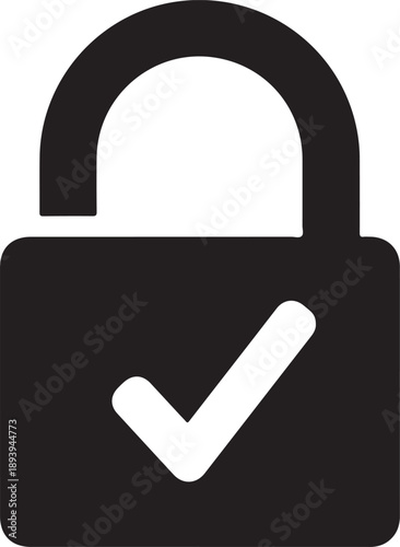 Secure lock icon with checkmark