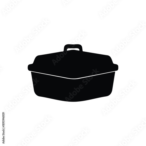 Lunch box silhouette icon vector flat design.
