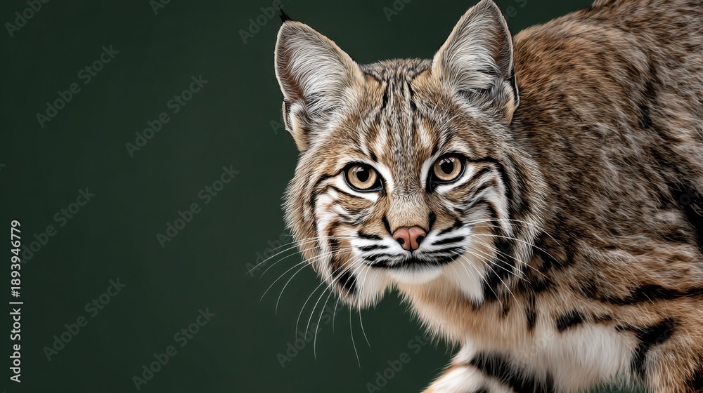 Fototapeta premium Bobcat Close-Up Portrait with Intense Gaze and Detailed Fur Texture