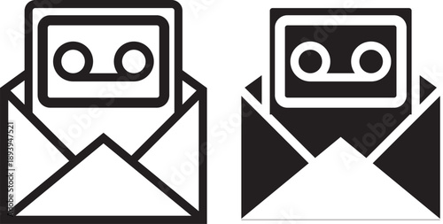 Voicemail icon. Black line art vector logo set. voicemail vector outline symbol for apps, websites,