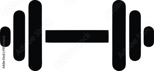 Simple black barbell icon representing weightlifting and fitness activities