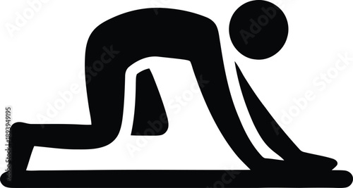 Black silhouette of a person in a starting position for a race