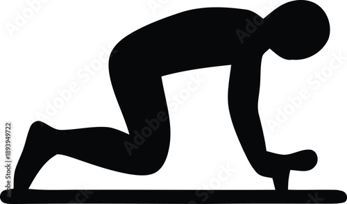 Simple black silhouette of a person in a starting position
