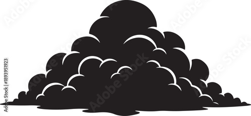 Black Cloud Silhouette on White Background Illustration Graphic Design