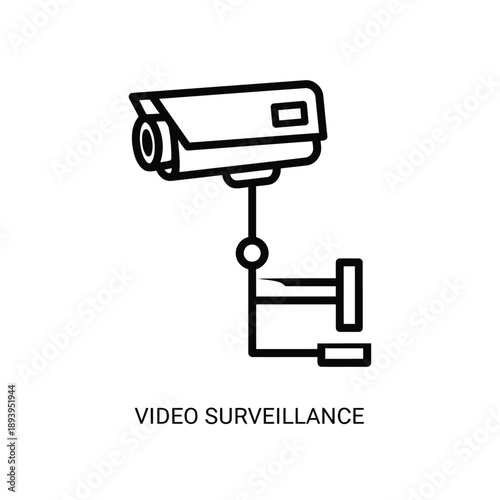 CCTV Camera in Simple Line Art with Black Color on White Background for Security Illustration