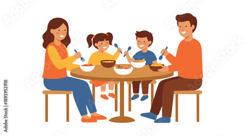 Family Dinner, Togetherness, Home, Illustration, Warm Atmosphere, Family Viewpoint, Child-Friendly Concept