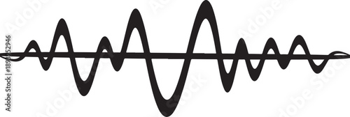 Black waveform signal on white background graphic design element