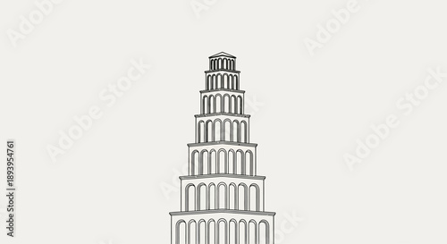 Classic tower architectural line illustration inspired by historical landmark structures. This minimal vector design is suitable for travel graphics, architecture education, cultural presentations, an