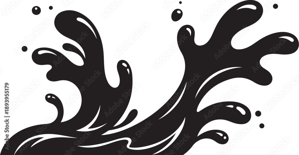 Naklejka premium Black Liquid Splashing with Dynamic Movement and Energy Flow
