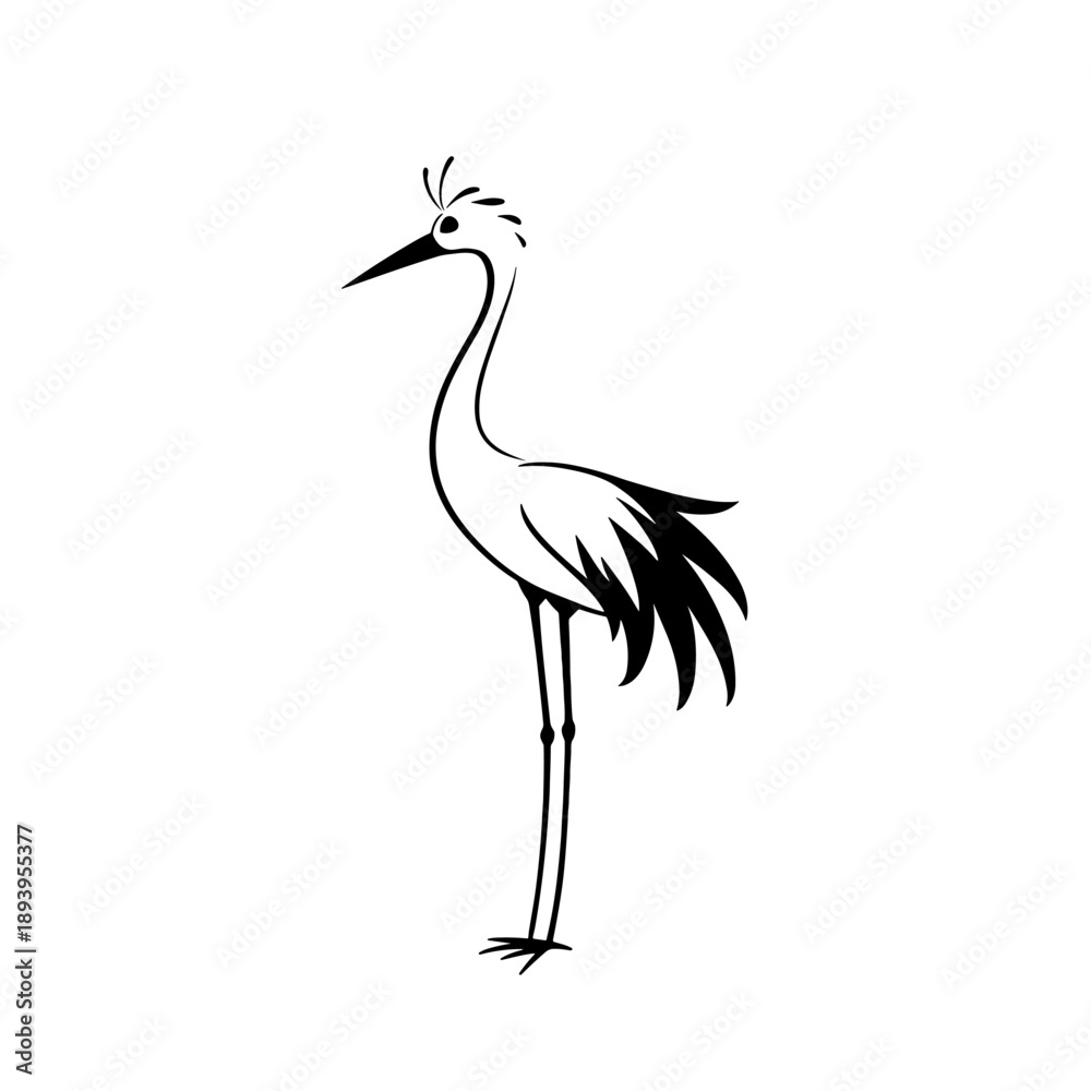 Fototapeta premium Crane. Crane simple black and white line art vector logo