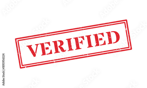 Angled clean red verified rubber stamp isolated vector design