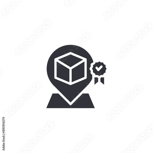 Box with magnifying glass icon representing detailed product inspection, defect detection, and quality evaluation process.