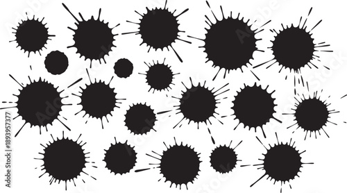 Black spiky circles on white background illustration design