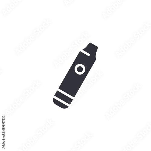 Slim vape pen device icon in solid design, symbolizing disposable or rechargeable e-cigarette product.