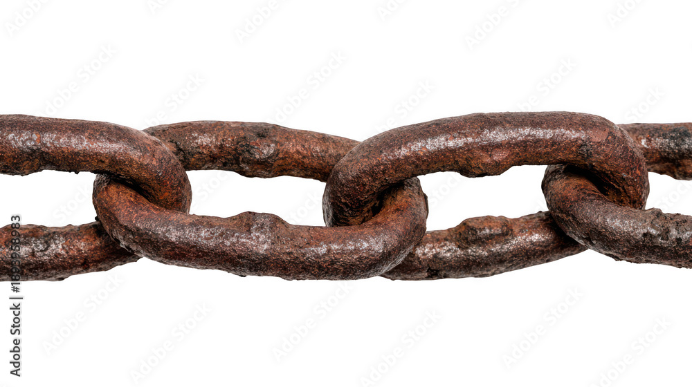 Obraz premium rusted iron chain, isolated on a white background
