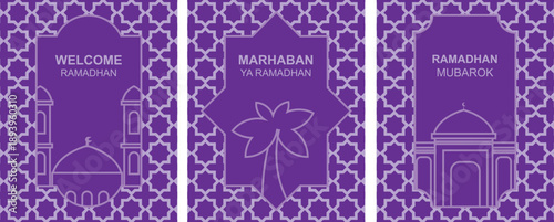 Minimalist Ramadan illustration featuring Islamic elements, mosque silhouettes. Suitable for banners, social media, posters, and festive backgrounds.