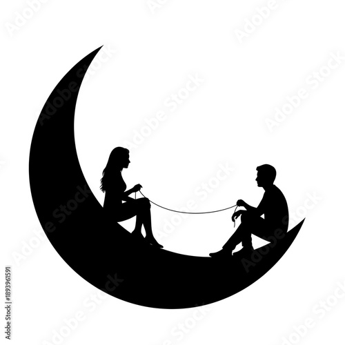 A romantic silhouette of a loving couple  Vector
