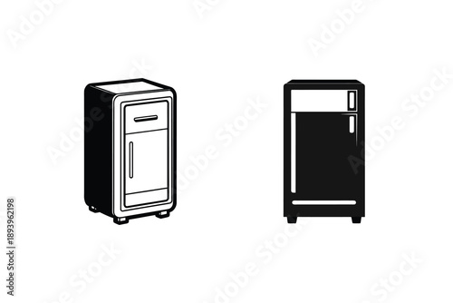 Mini Fridge Silhouette Icon Vector Illustration Small Kitchen Appliance 