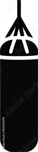 Simple black silhouette of a traditional heavy boxing punching bag