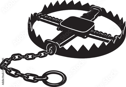 Generic Hunting Trap Silhouette Icon Isolated on White