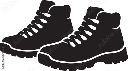 Hiking Boots Pair Black Silhouette Icon