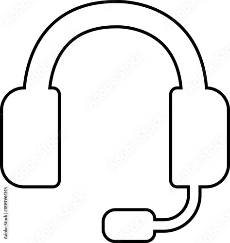 Microphone Audio Equipment Black Line Style Vector Icon Sound Recording Symbol and Music Podcast Outline Graphic Group Featuring Mic, Headset and Earphone