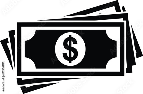 Stack of money bills with dollar sign