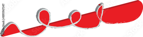 Vibrant Multicolor Brushstroke Ribbon with Red Texture, Isolated on White – Wavy Curly Paint Stroke, Watercolor and Felt-Tip Pen Inspired Abstract Backdrop