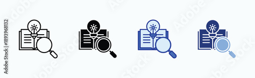 Research Icon Sheet Multiple Style Collection Isolated Vector