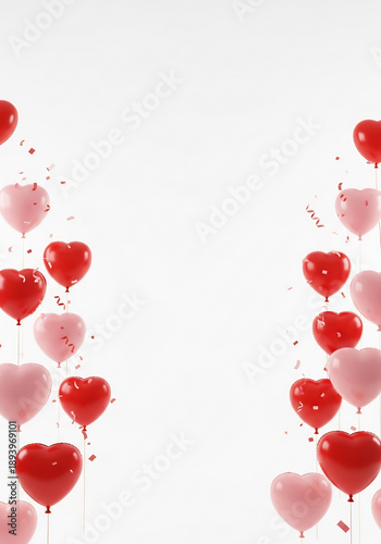 Heart Balloons joyfully floats on white background