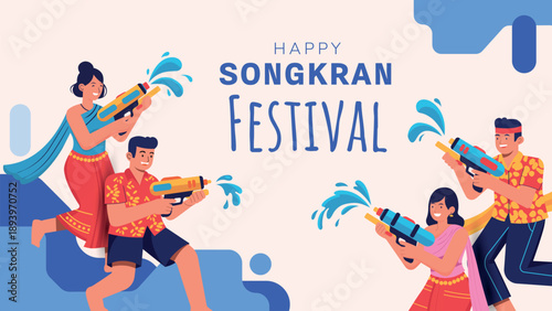 happy songkran festival banner