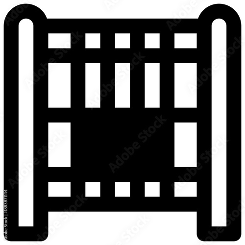 Loom weaving. Outlined stroke vector icon with black-filled details.
