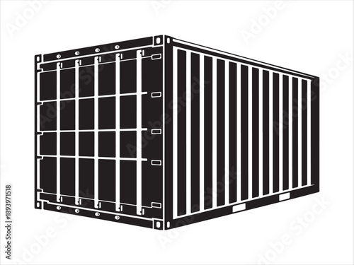 Shipping Cargo Container Silhouette, Black shipping container silhouette vector illustration