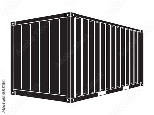 Shipping Cargo Container Silhouette, Black shipping container silhouette vector illustration